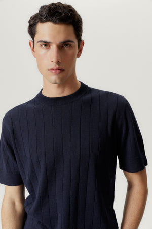 Blue Navy | The Linen Cotton Vintage T-shirt
