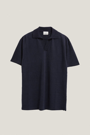 Blue Navy | The Linen Cotton Vintage Polo