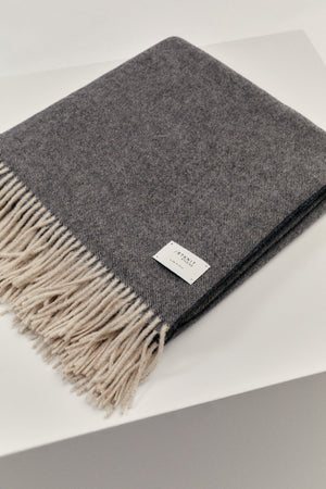 Anthracite Grey | The Merino Blanket with Fringes