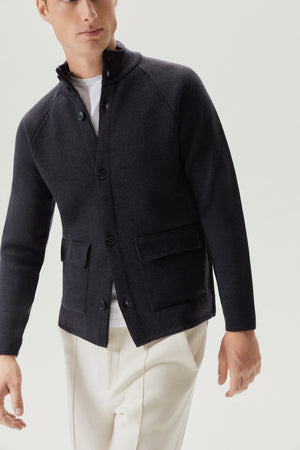 Anthracite Grey | The Merino Wool High-Neck Jacket