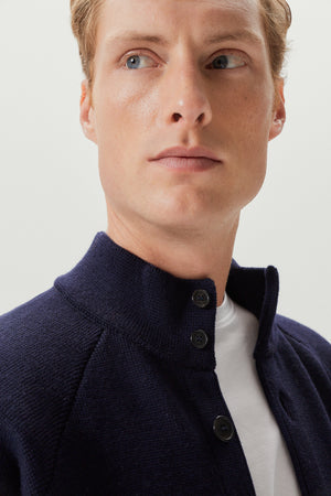 Oxford Blue | The Merino Wool High-Neck Jacket