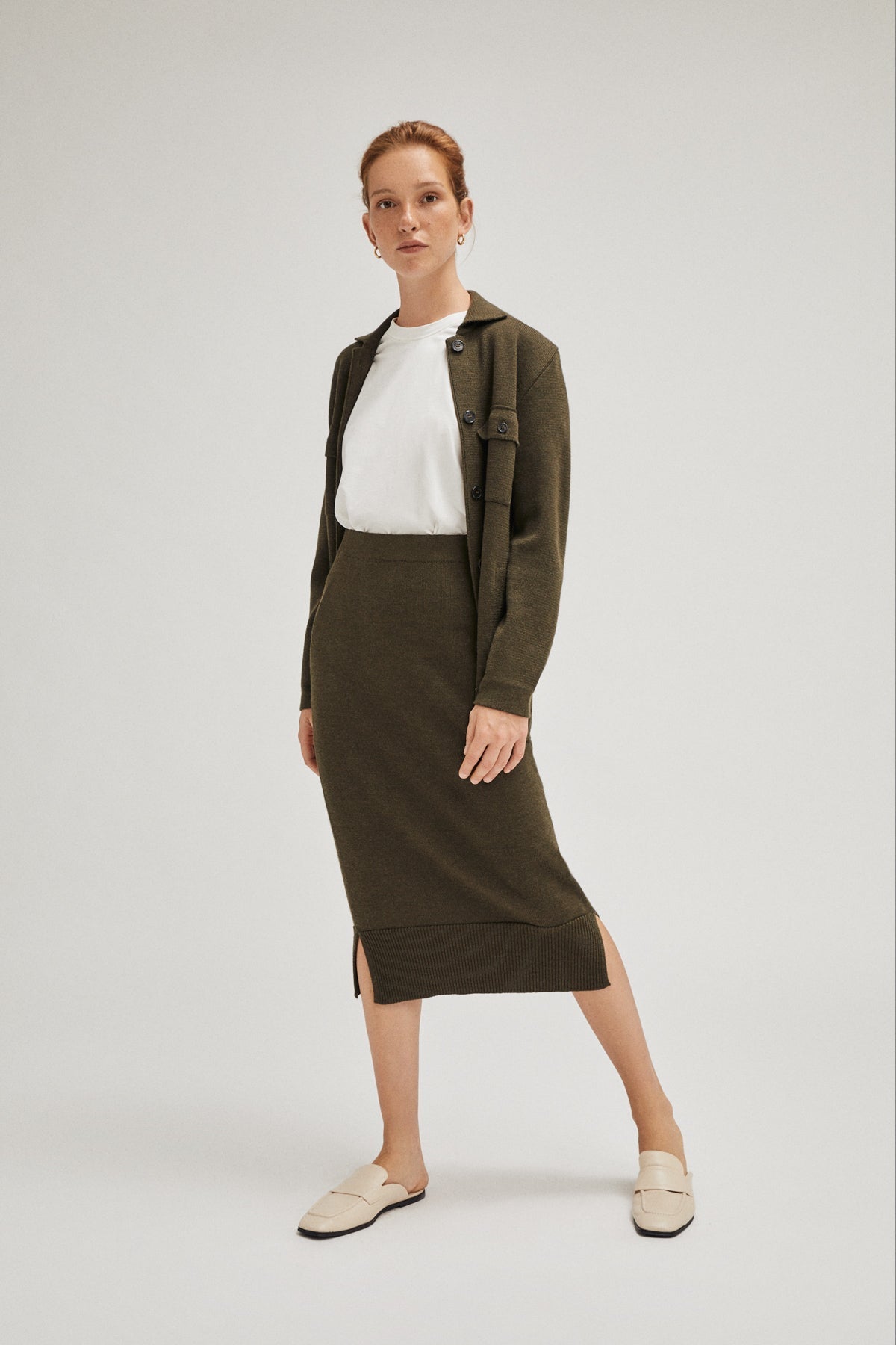 Military Green | The Merino Wool Pencil Skirt