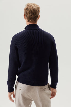 Oxford Blue | The Merino Wool Zipped Cardigan