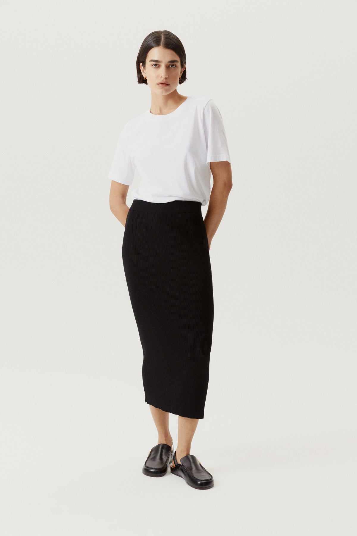 Black | The Organic Cotton Ribbed Skirt