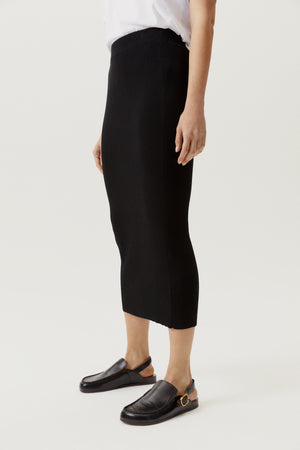 Black | The Organic Cotton Ribbed Skirt