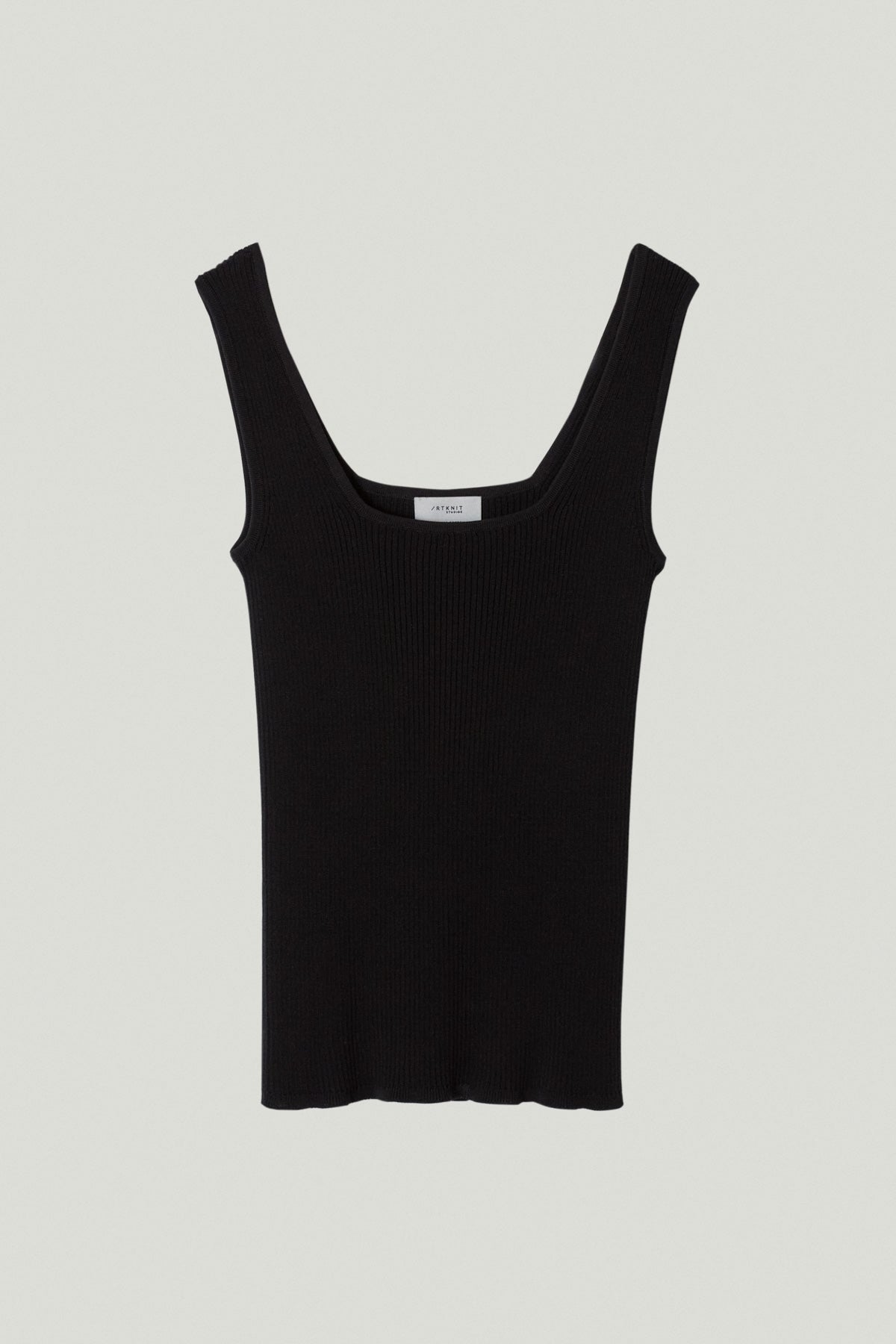 Organic Cotton Fitted Cropped Tank Top - Black