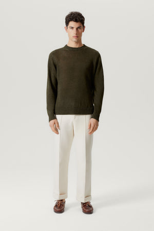 Delave Green | The Pure Linen Crewneck Sweater