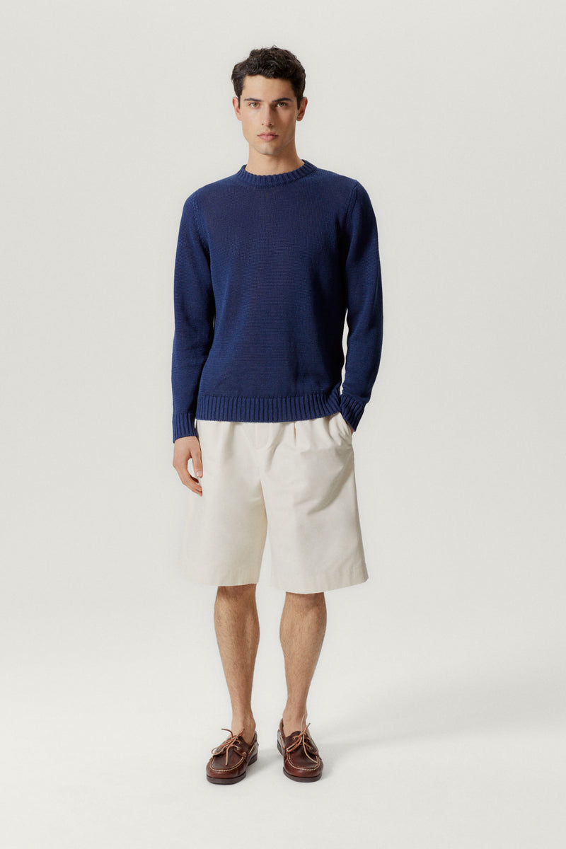 Denim Blue | The Pure Linen Crewneck Sweater