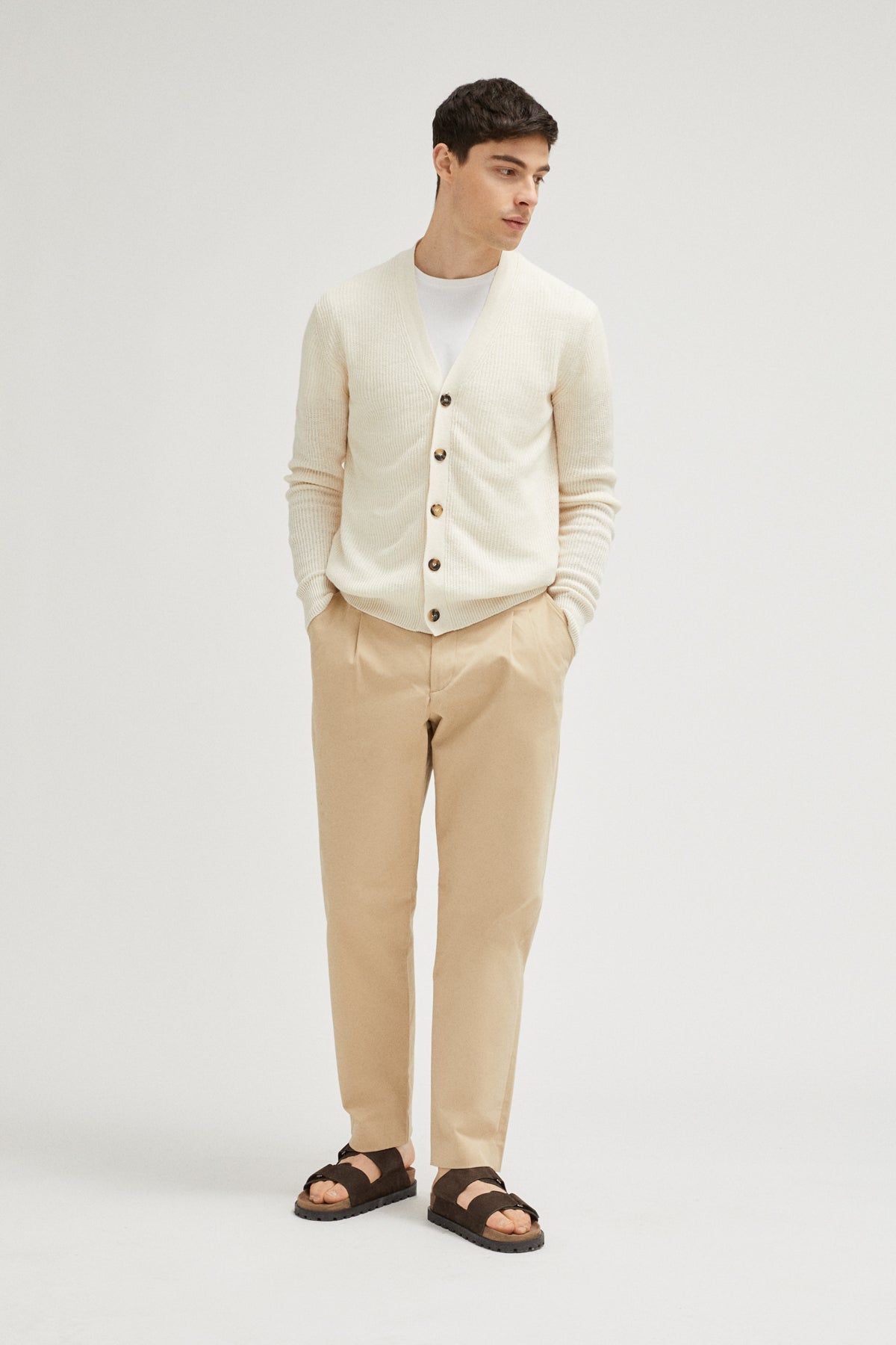 Milk White | The Ribbed Linen Cotton Cardigan