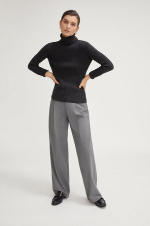 Charcoal Grey | The Superior Cashmere Ribbed Roll-Neck