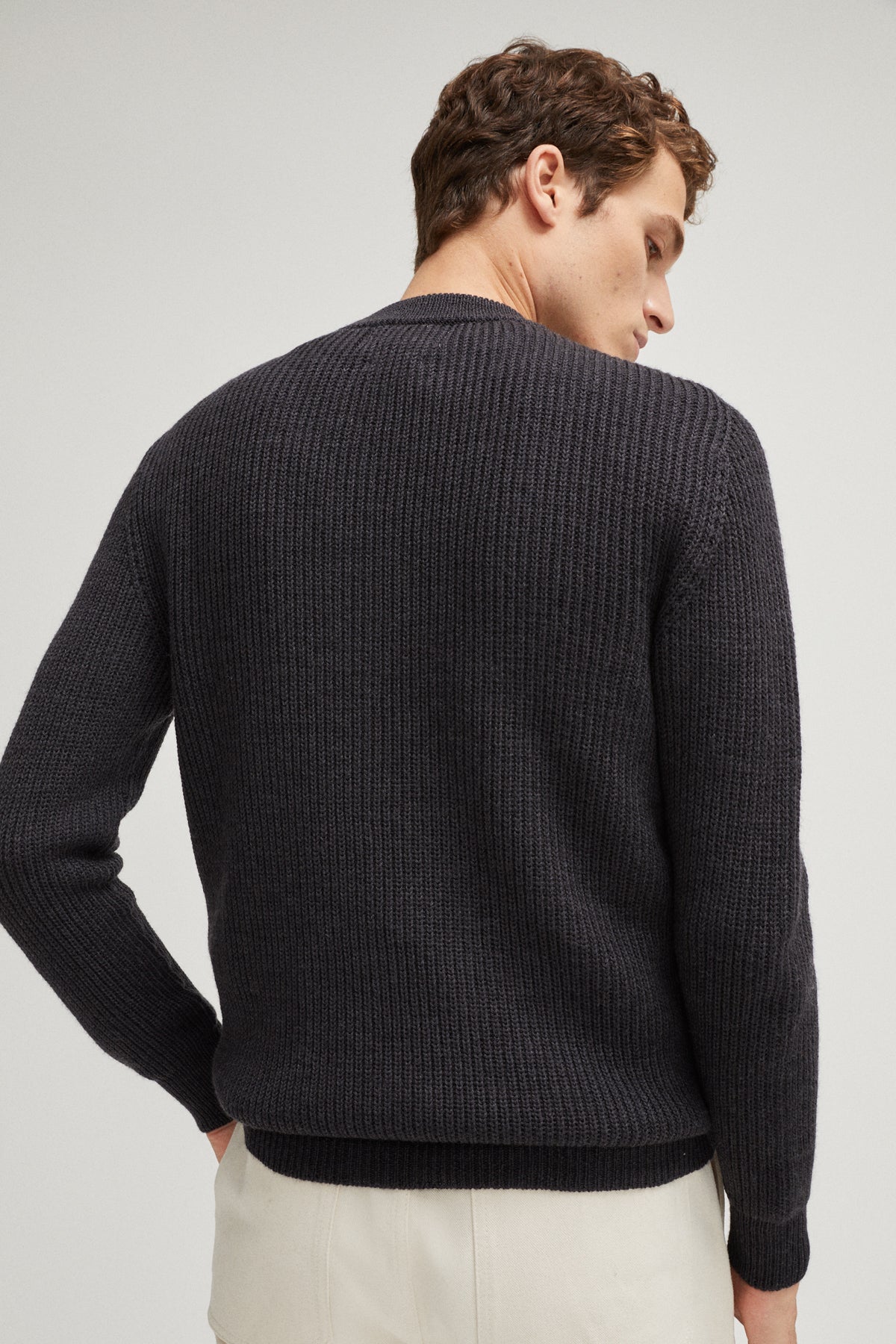Anthracite Grey | Pearl | The Merino Wool Perkins Sweater